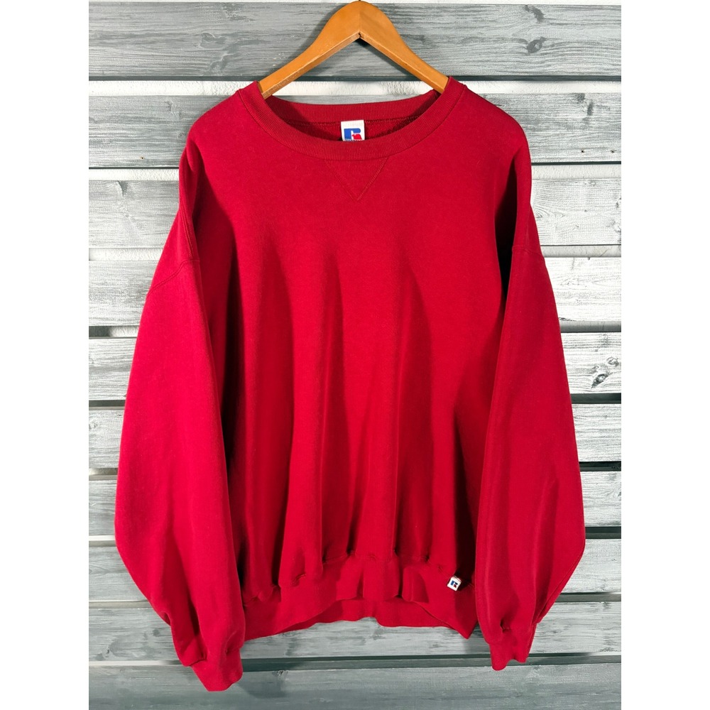 Vintage Russell Athletic Maroon Crewneck Sweatshirt Mens XXL V-Stitch Blank